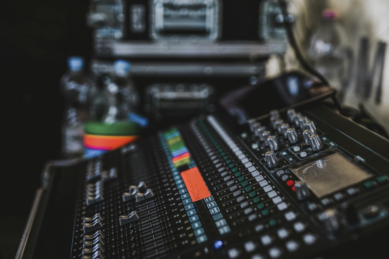 mixer mixing audio at a hotel