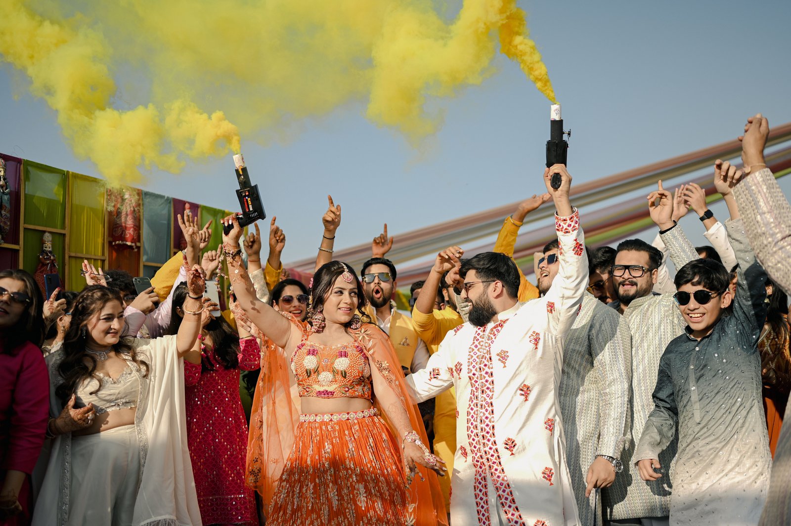 guests dancing at an Indian wedding